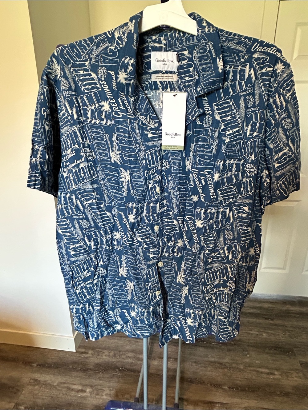 Goodfellow & Co Blue Short-Sleeve Graphic Button-Down Shirt